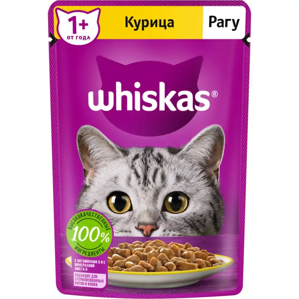 Корм 75 г Whiskas Рагу с курицей м/уп