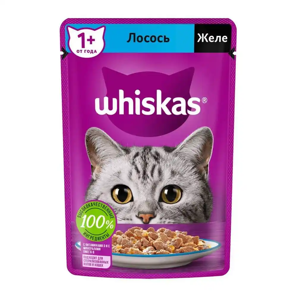 Корм 75 г Whiskas Желе Лосось м/уп
