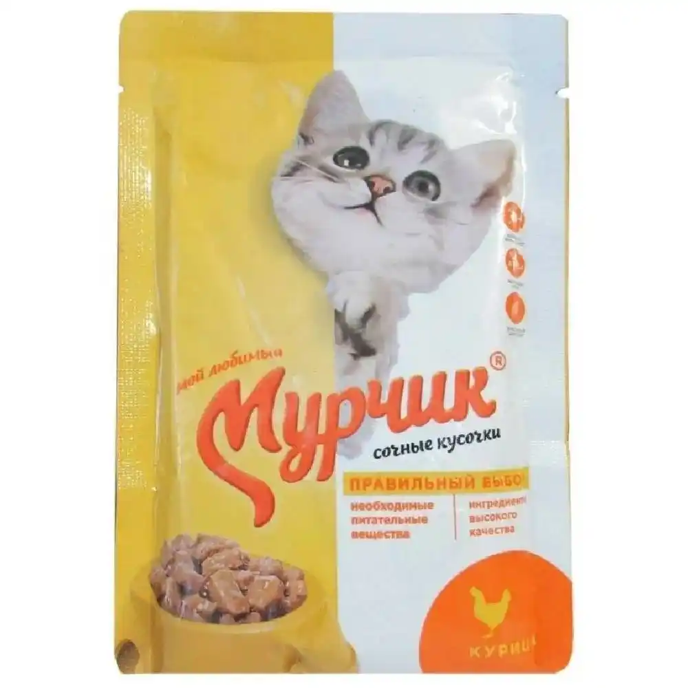 Корм 75 гр Мурчик с курицей в соусе м/уп