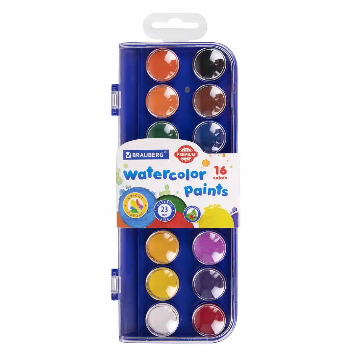 Краски акварельные 16цв BRAUBERG PREMIUM круглые кюветы 191744 б/уп