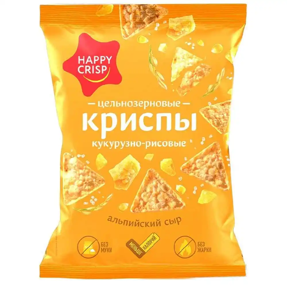 Криспы 50 г Happy Crisp кукурузно-рисовые Альпийский сыр п/эт