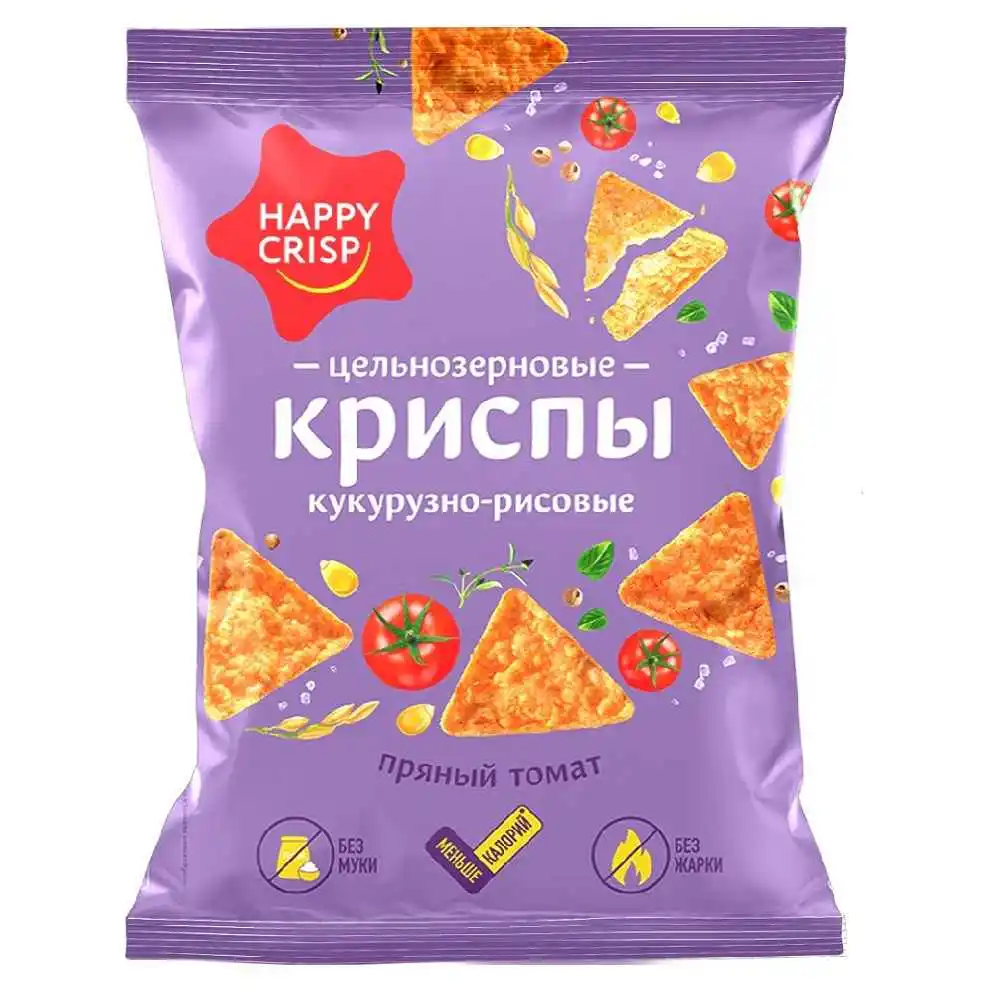 Криспы 50 г Happy Crisp кукурузно-рисовые Пряный томат п/эт