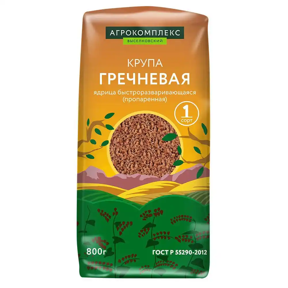 Крупа 0,8 кг Агрокомплекс гречневая ядрица м/уп соц.