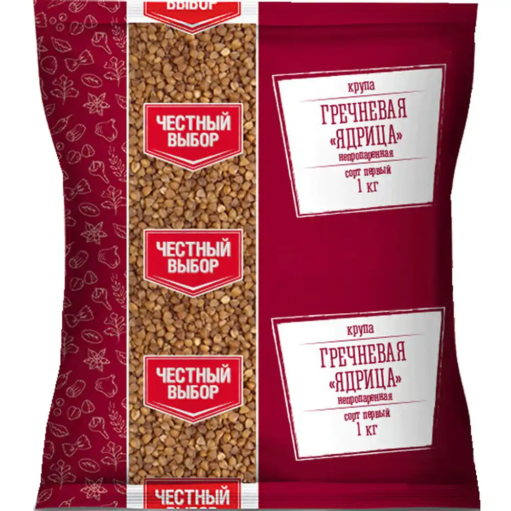 Крупа 1 кг Честный выбор гречневая ядрица 1 сорт м/уп (набор)