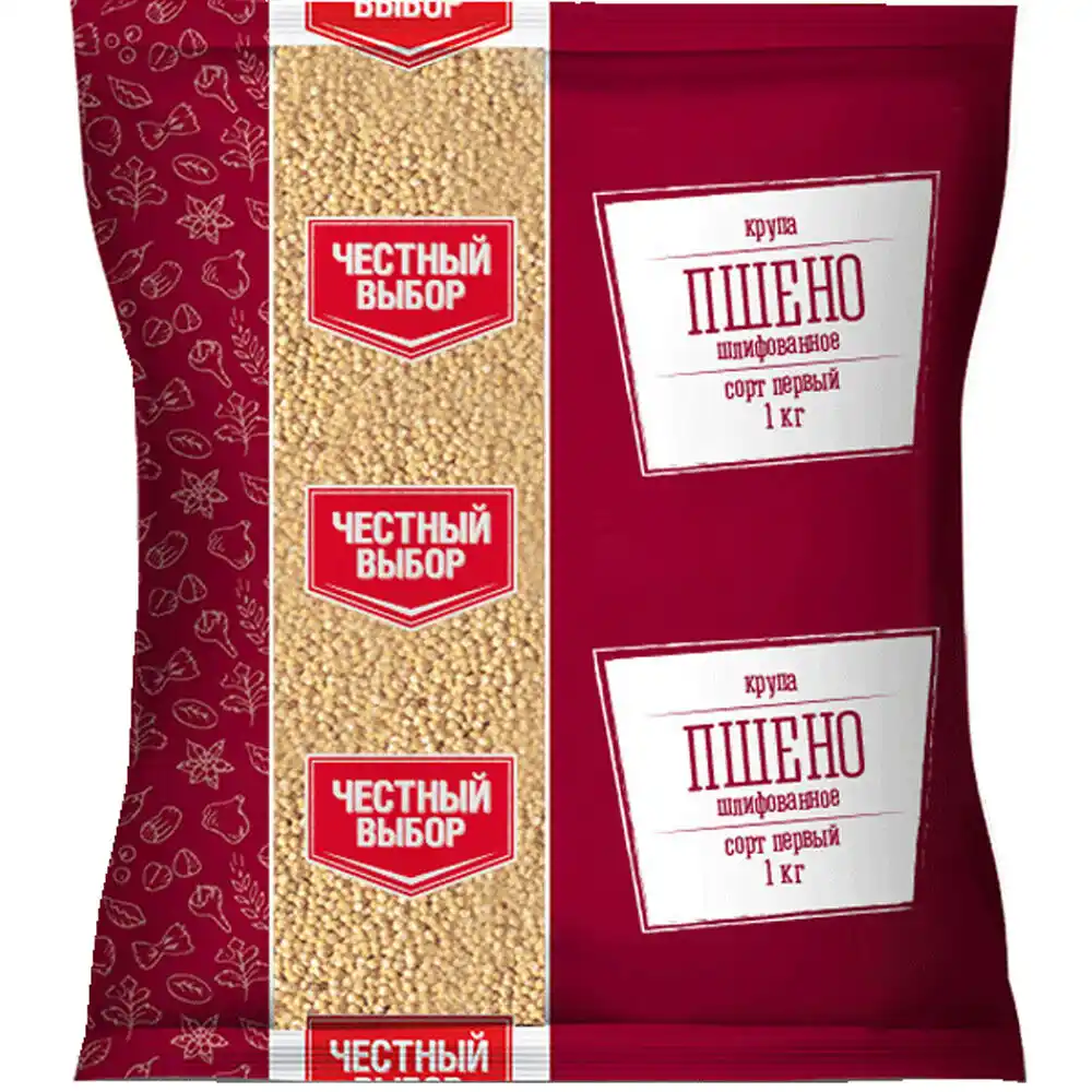 Крупа 1 кг Честный выбор пшено шлифованное 1 сорт м/уп (набор)