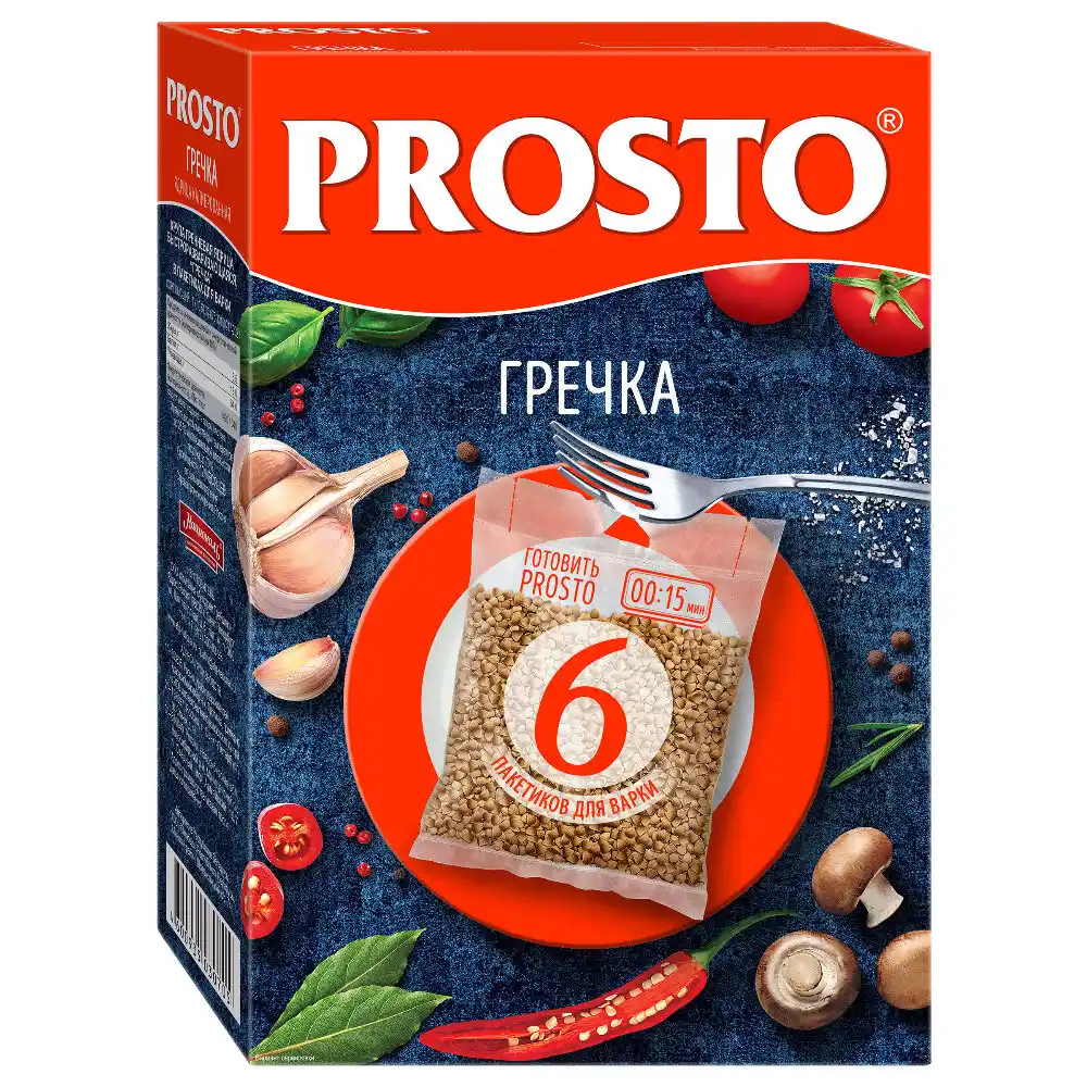 Крупа 375гр PROSTO Гречневая 6 пакетов для варки м/уп