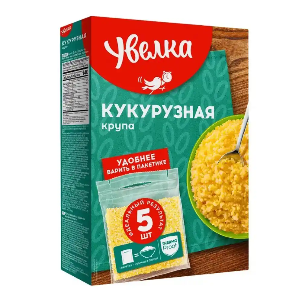 Крупа кукурузная 400 гр 5*80 Увелка вар/пак  к/уп