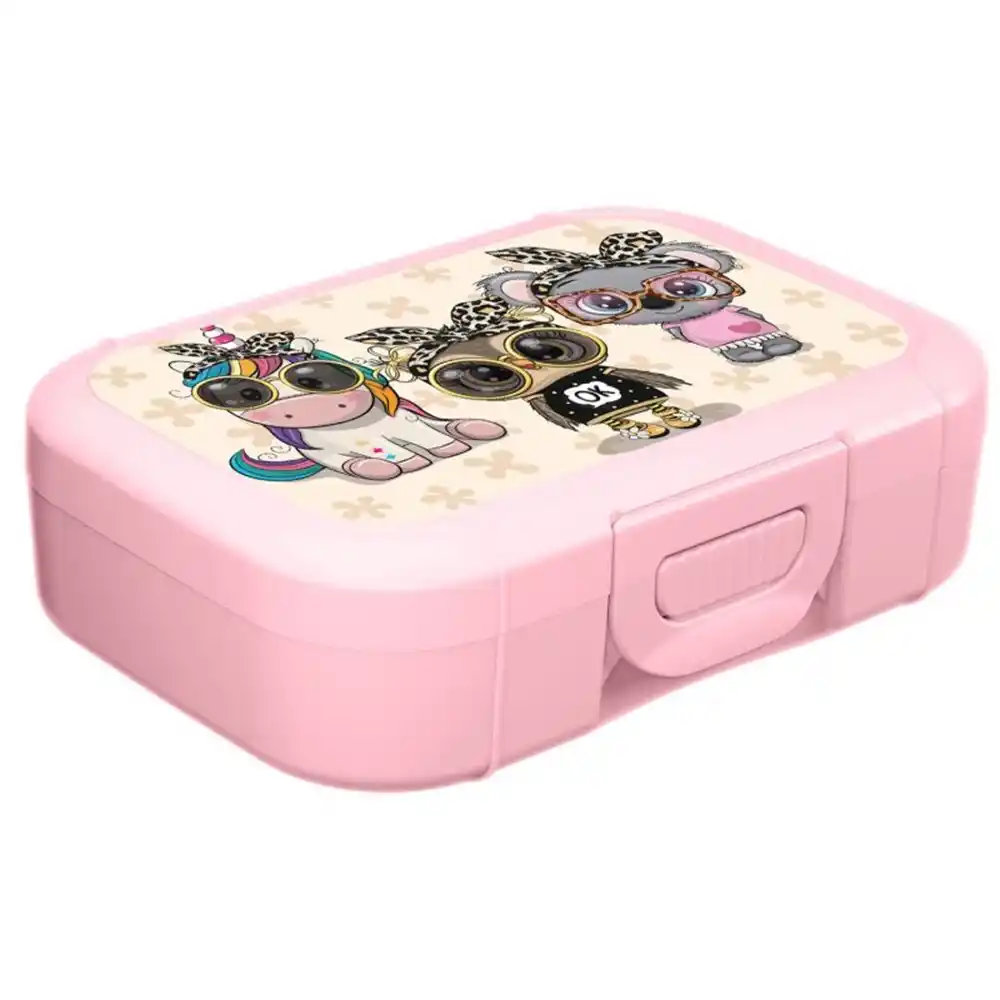 Ланч-бокс 0,85л Homver детский  с декором Baby party светло-розовый б/уп