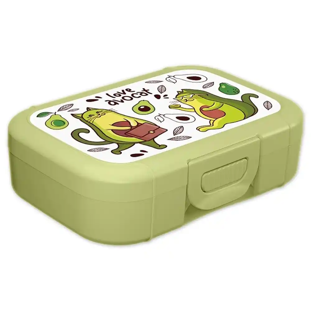 Ланч-бокс 0,85л Homver с декором зеленый б/уп