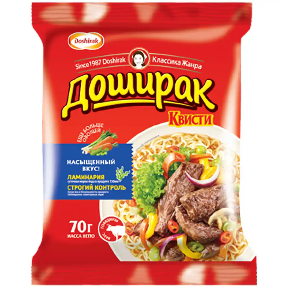 Лапша 70 г Доширак Квисти Быстрого приготовления со вкусом говядины м/уп