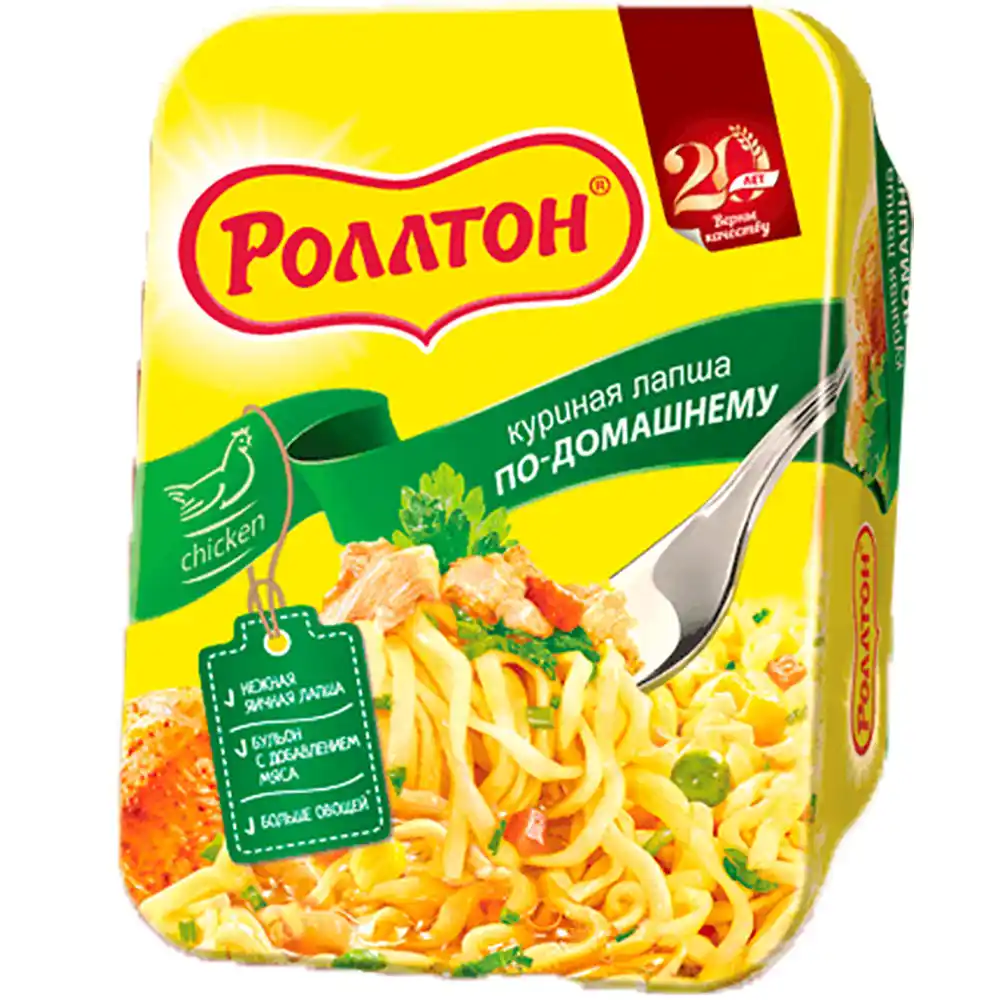 Лапша 90 г Роллтон По-домашнему быстрого приготовления куриная лоток