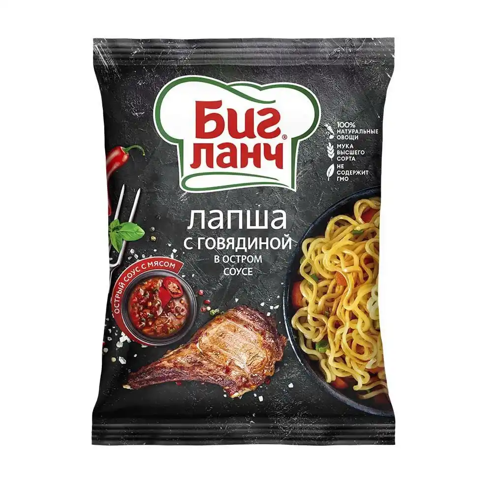 Лапша75 гр Биг Ланч Рагу с говядиной и чили перцем м/уп