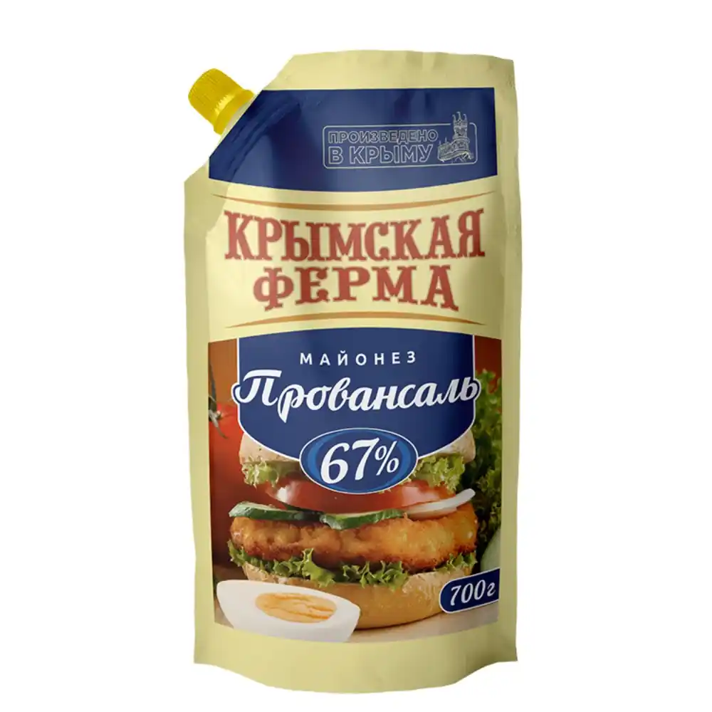 Майонез 0,7кг Крымская ферма Провансаль 67% дой-пак