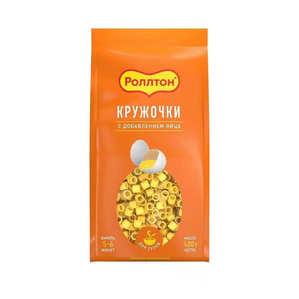 Макаронные изделия 400гр Роллтон Кружочки яичные м/уп