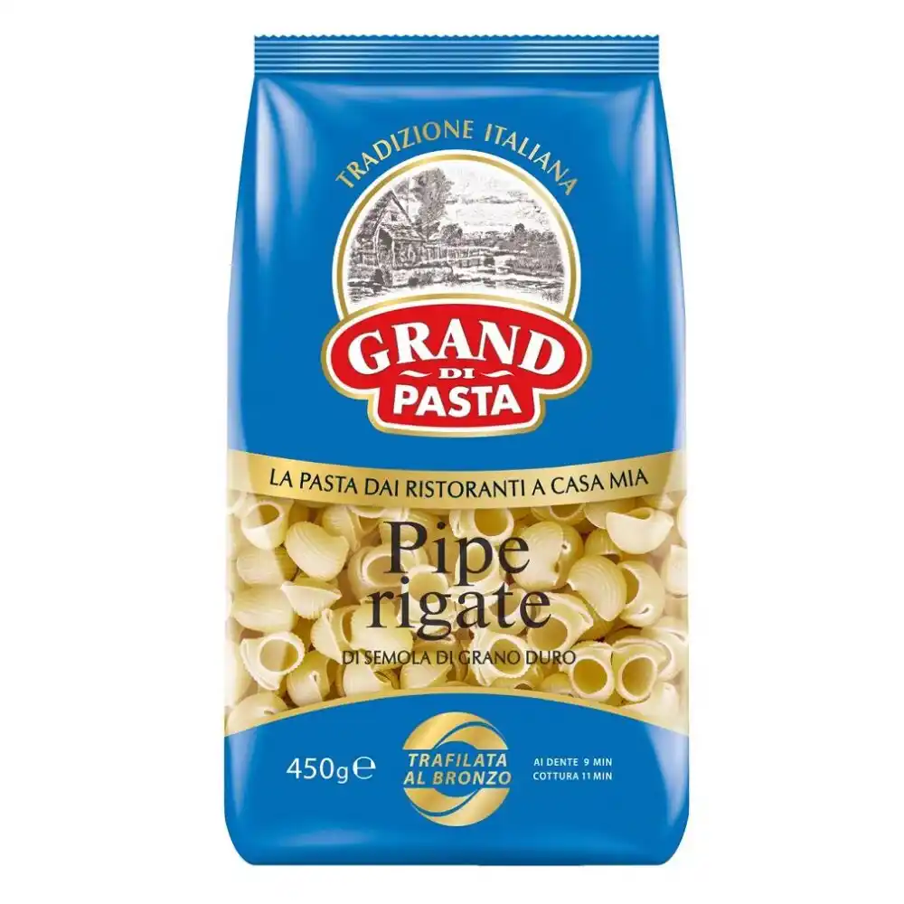 Макаронные изделия 450 гр GRAND DI PASTA Pipe Rigate м/уп