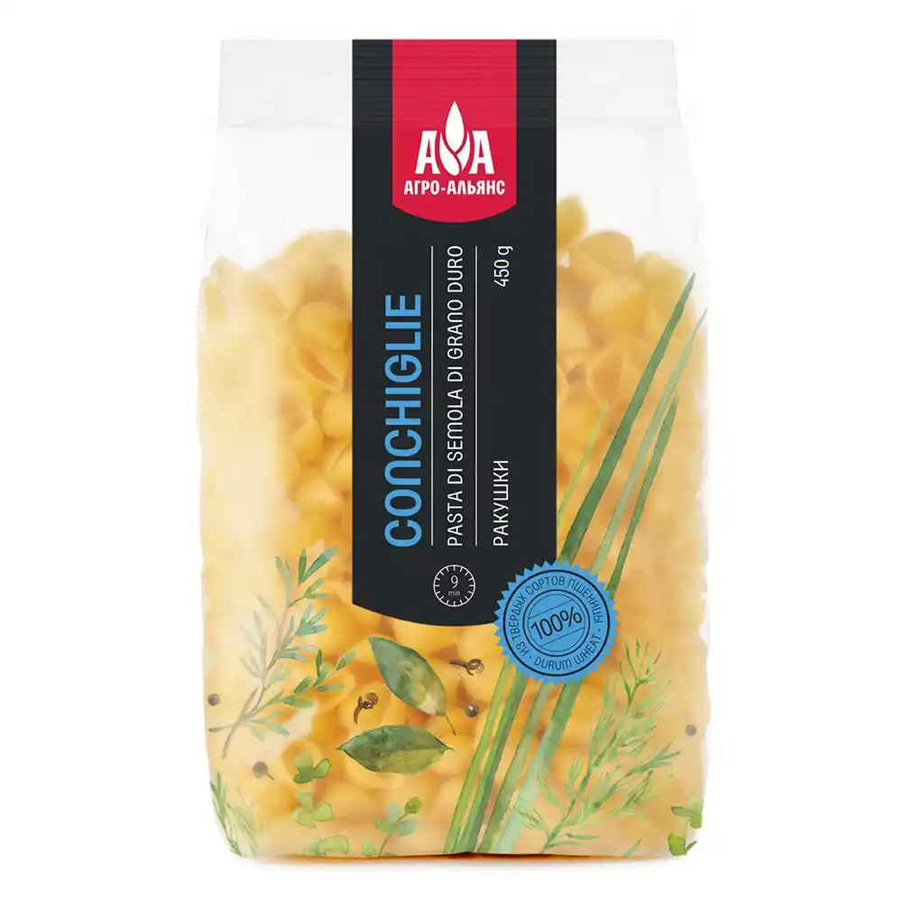 Макаронные изделия 450гр Агро-Альянс Ракушки м/уп