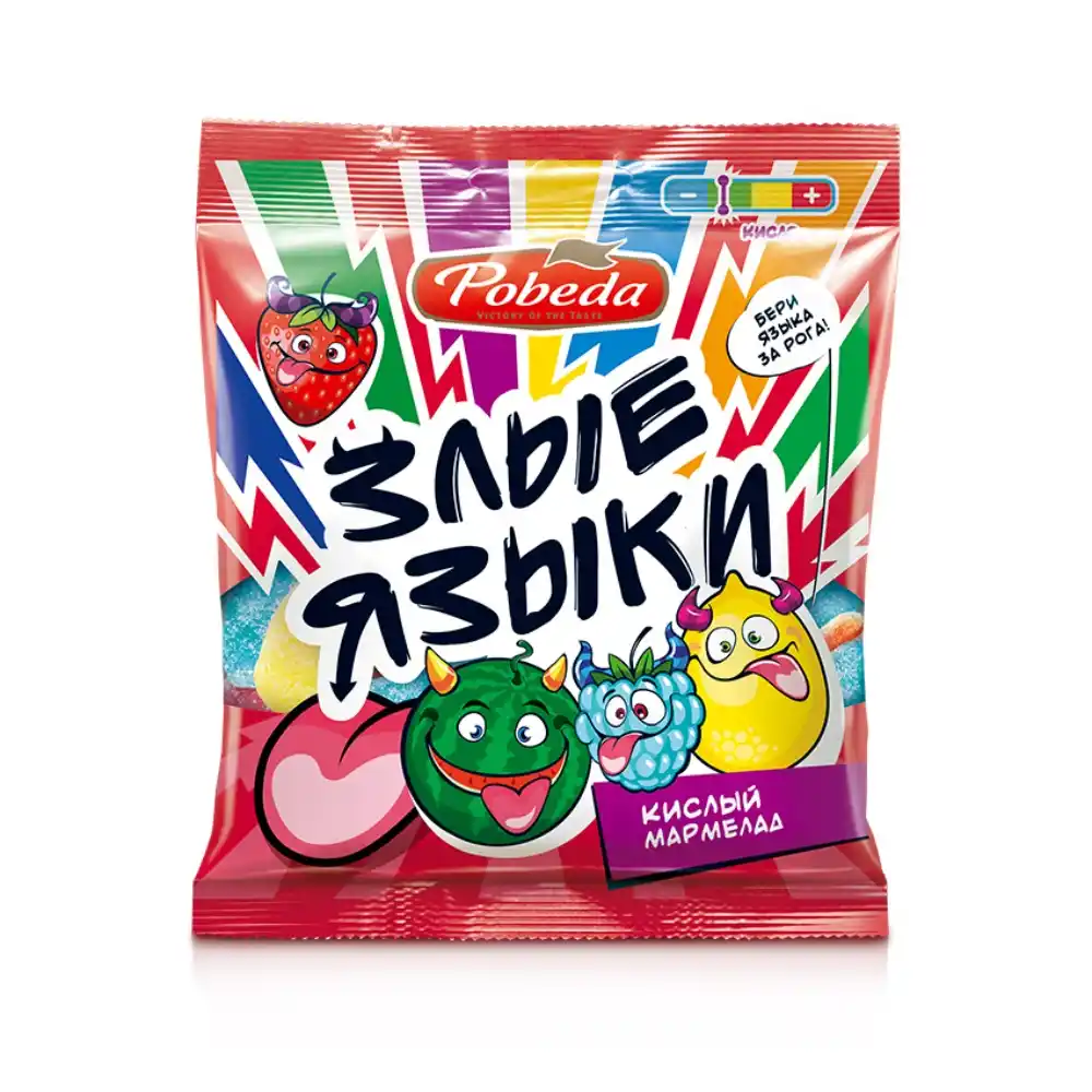 Мармелад кислый 75гр Победа Вкуса Злые языки м/уп