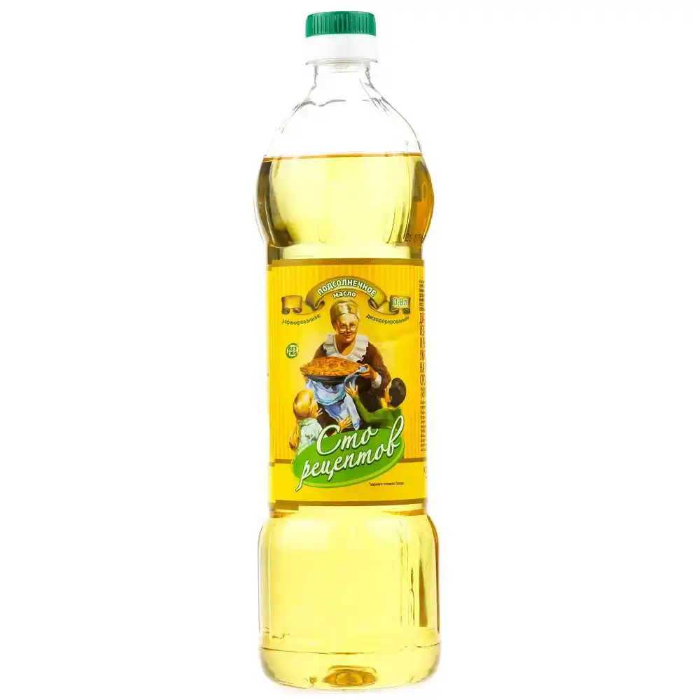Масло 0,8 л Сто рецептов рафинированное дезодорированное первый сорт пл/б