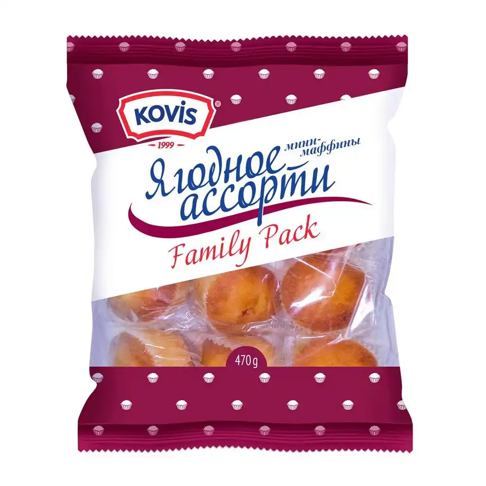 Мини-маффины 470гр Kovis Ягодное ассорти м/уп