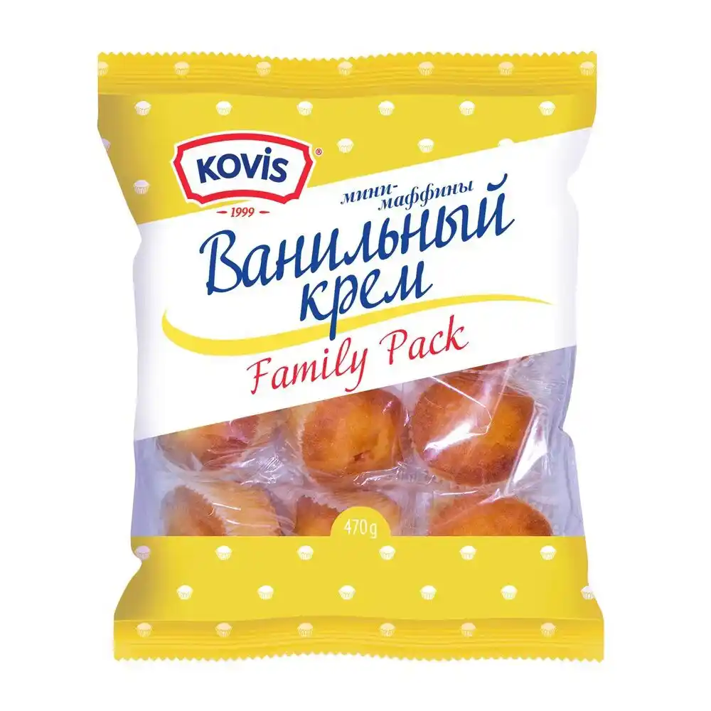 Мини-маффины 470гр Kovis Ванильный крем м/уп