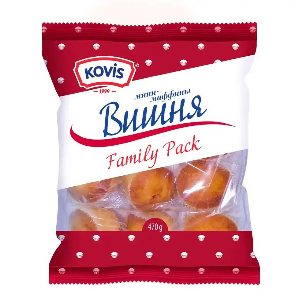 Мини-маффины 470гр Kovis Вишня м/уп