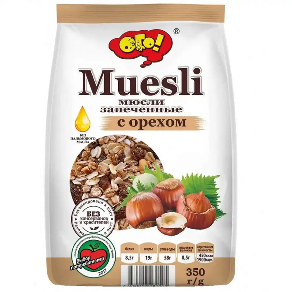 Мюсли 350 г ОГО Запеченные с орехом м/уп