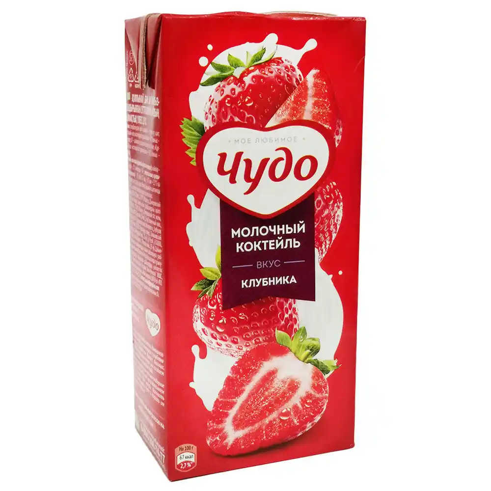 Молочный коктейль 0.95 л Чудо клубника 2% тетра-пак
