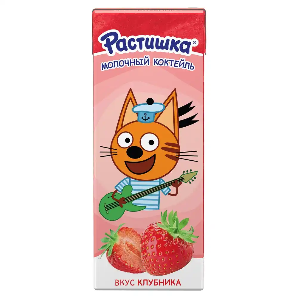Молочный коктейль 210г Растишка вкус Клубника 2% тетра-пак