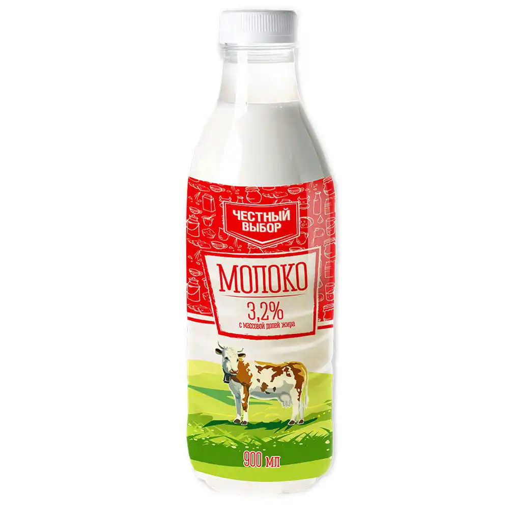 Молоко 0,9 л Честный выбор 3,2% п/бут