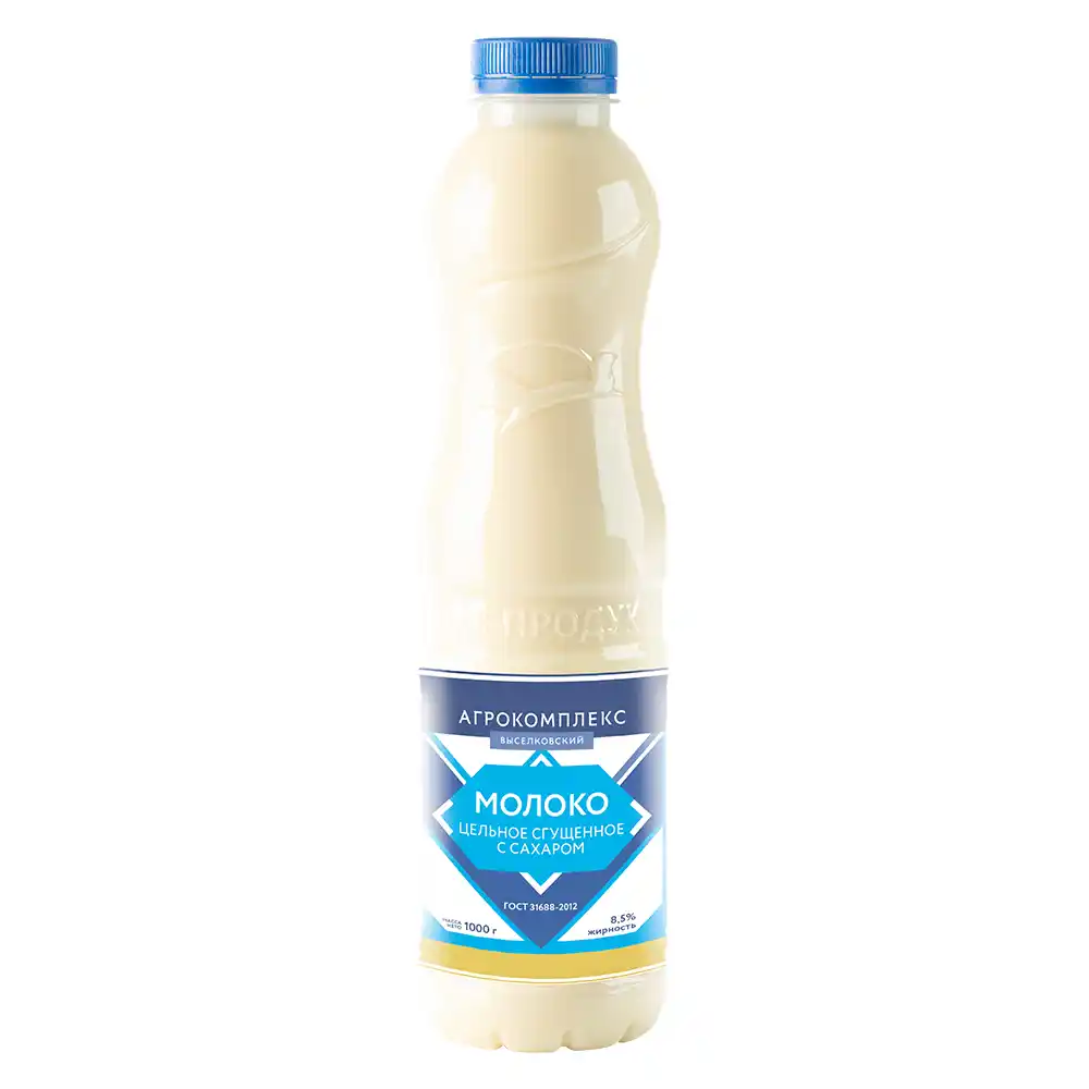 Молоко 1кг Агрокомплекс сгущенное цельное с сахаром ГОСТ 8,5% пл/бут