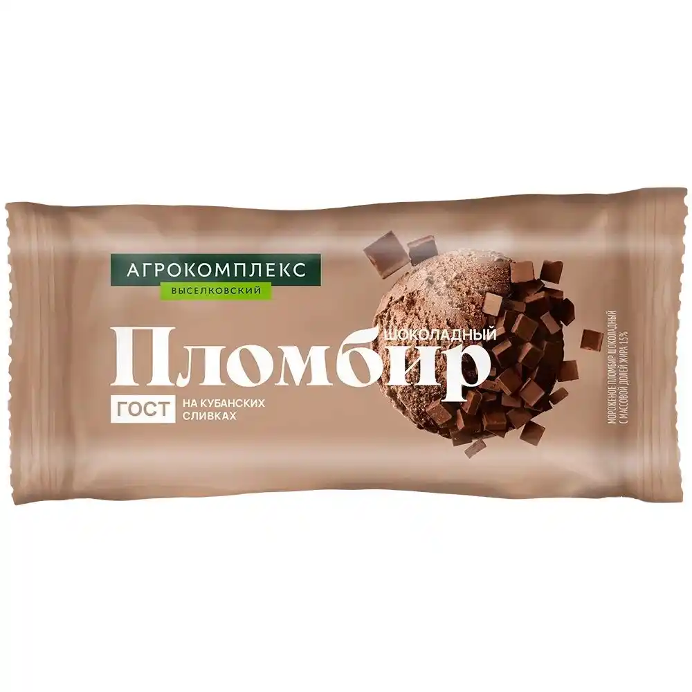 Мороженое 400 гр Агрокомплекс пломбир шоколадный 15% м/уп