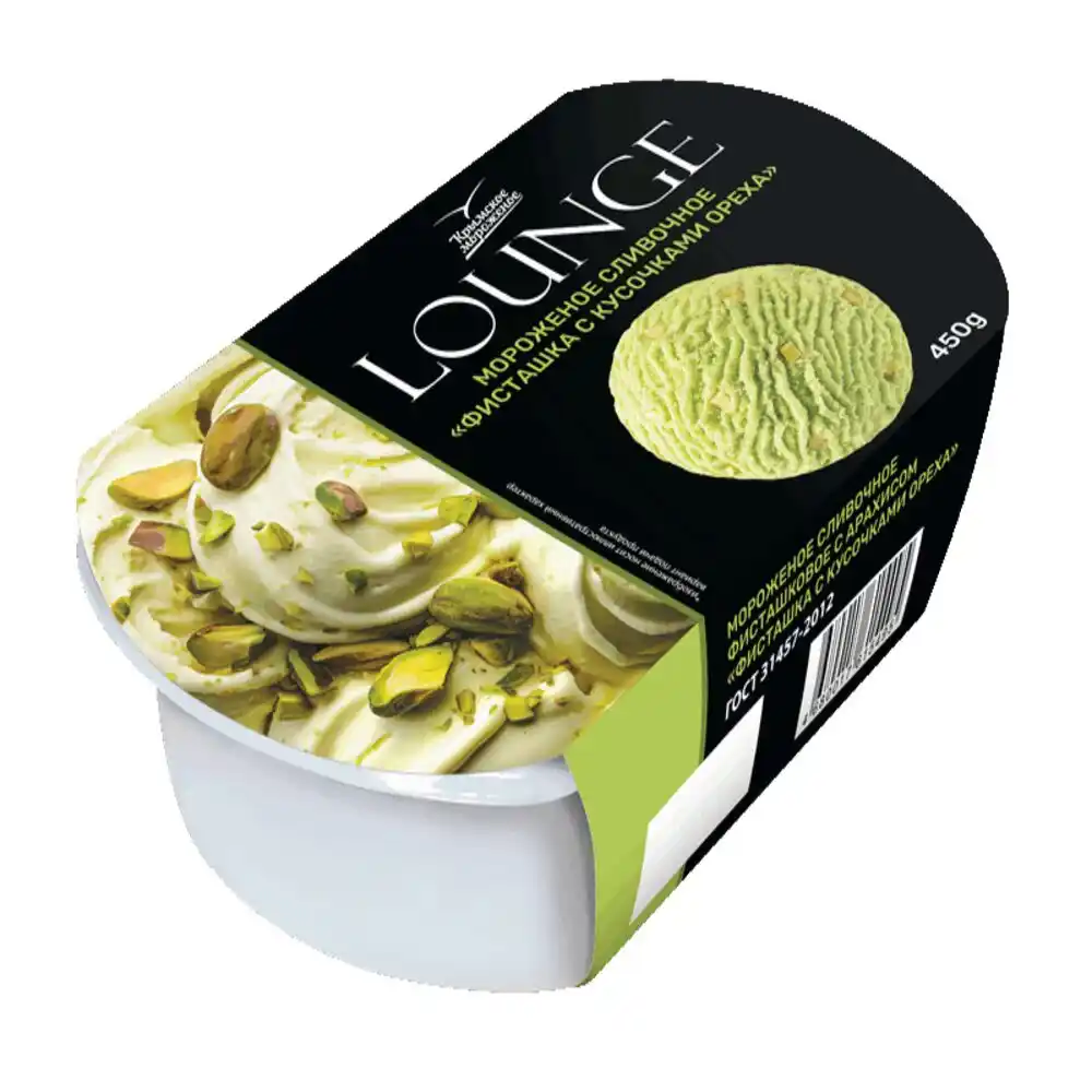 Мороженое 450г Крымское мороженое LOUNGE "фисташковое" с кусочками орехов пл/лот