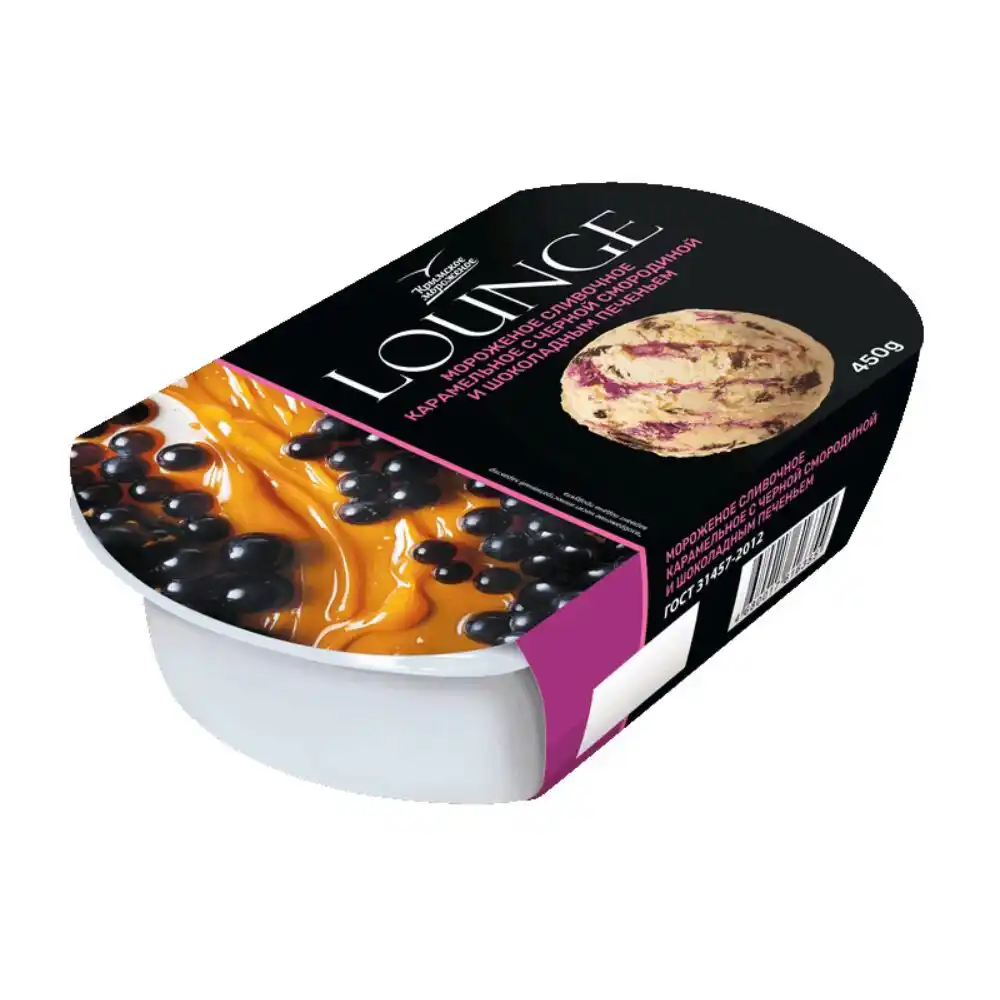 Мороженое 450г Крымское мороженое LOUNGE карамельное с черной смородиной и шок.печеньем пл/лот