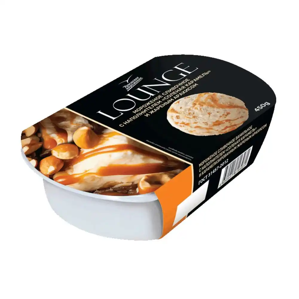 Мороженое 450г Крымское мороженое LOUNGE "соленая карамель" и жареным арахисом пл/лот