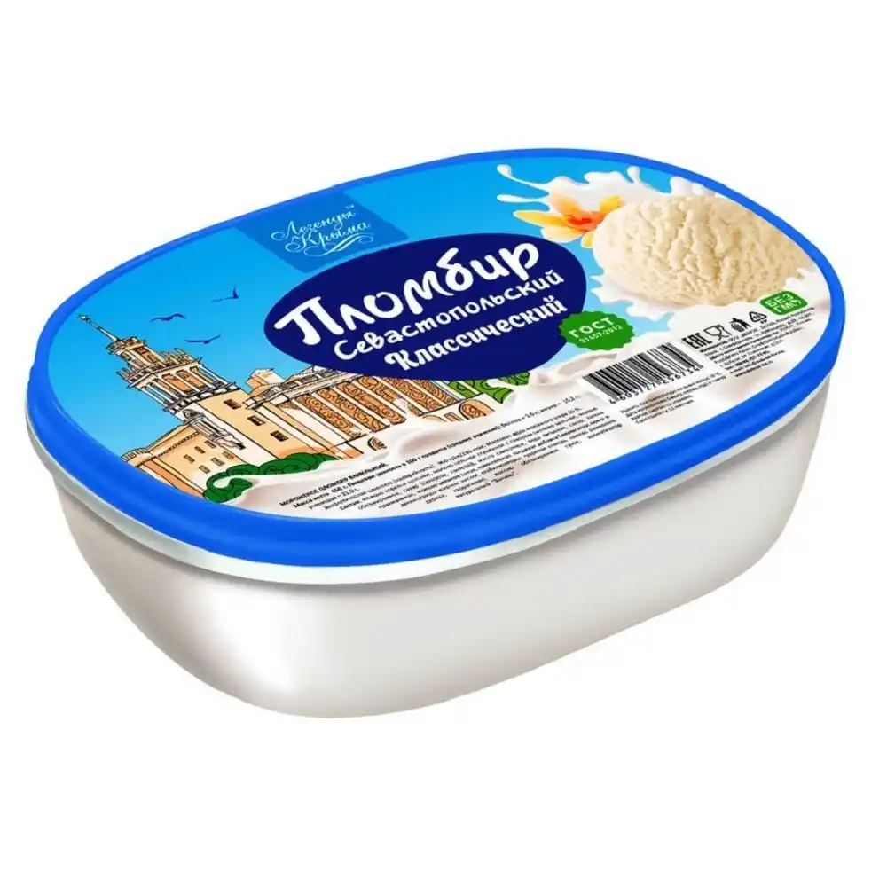 Мороженое 450г Легенды Крыма пломбир Севастопольский классический пл/уп
