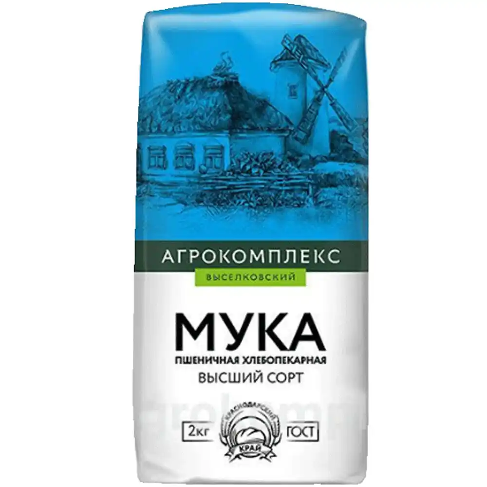 Мука 3 кг Агрокомплекс пшеничная хлебопекарная высший сорт ГОСТ бум/уп