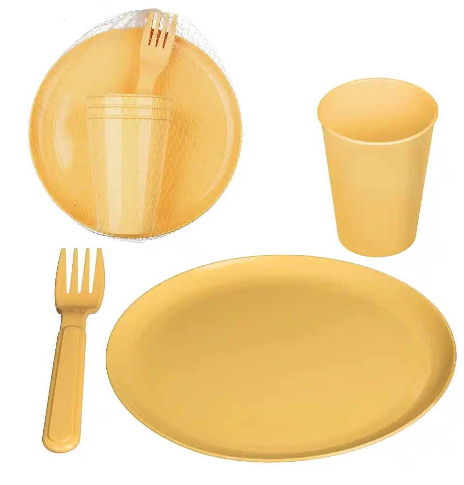 Набор д/пикника Homver 9 предметов бледно-желтый п/эт