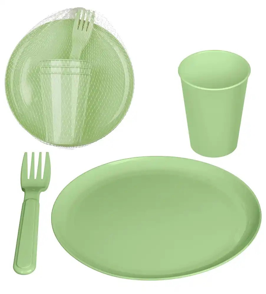 Набор д/пикника Homver 9 предметов зеленый п/эт