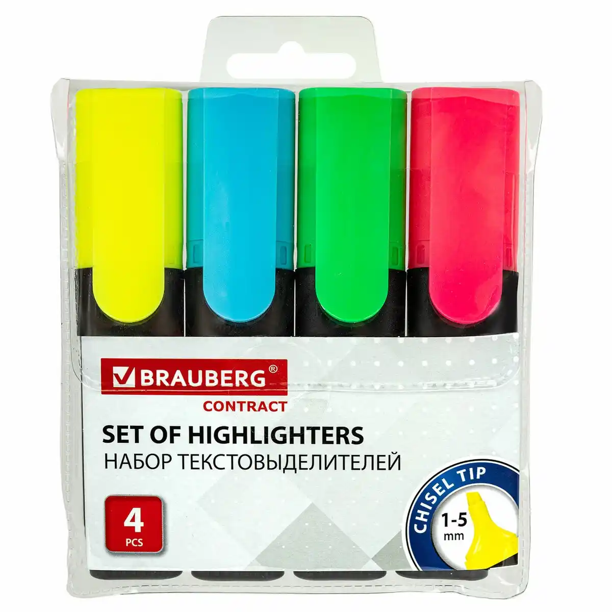 Набор текстовыделителей 4шт BRAUBERG Ассорти Contract 150394 м/уп