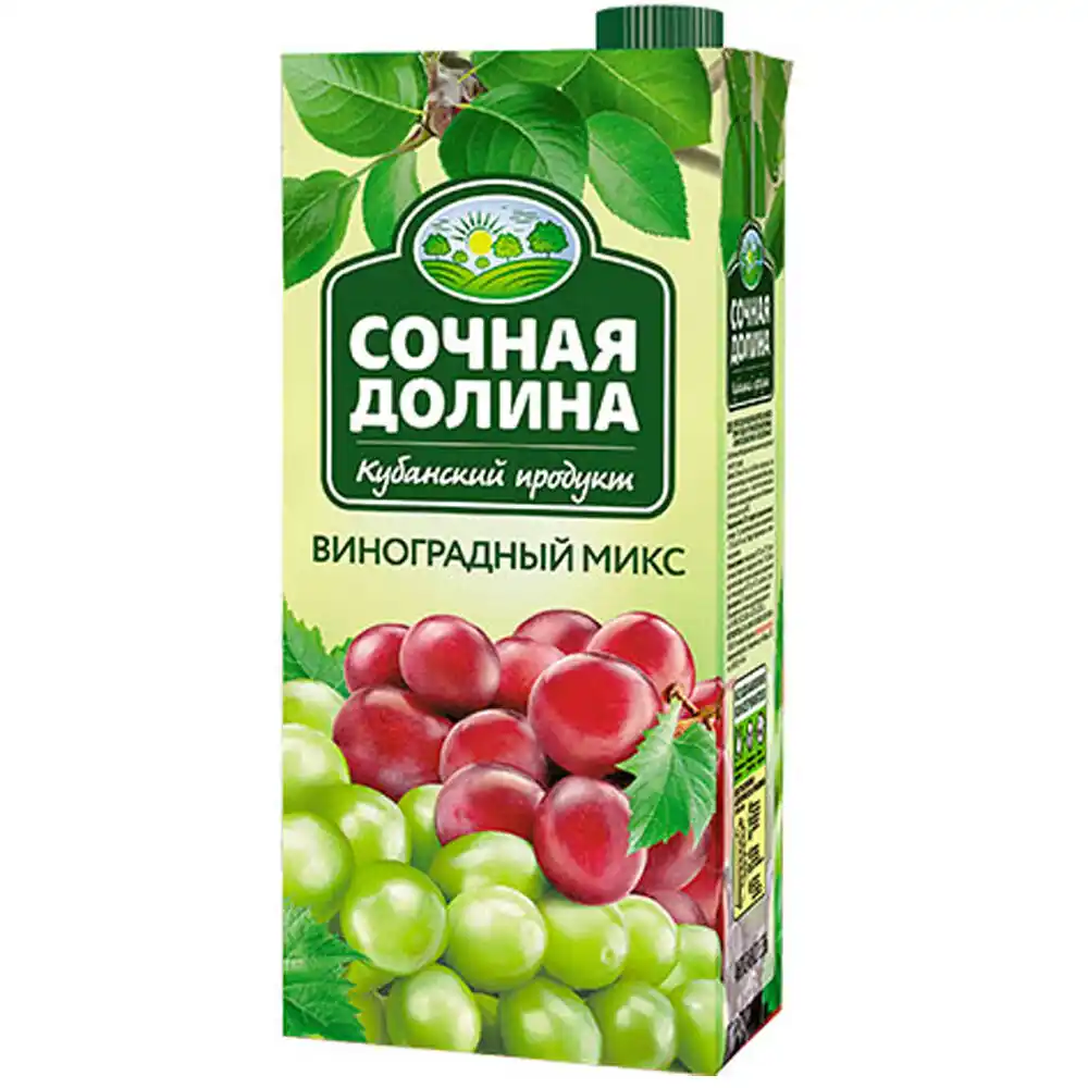 Напиток 0,95 л Сочная Долина Виноградный микс сокосодержащий яблоко,виноград,черная рябина тетра-пак