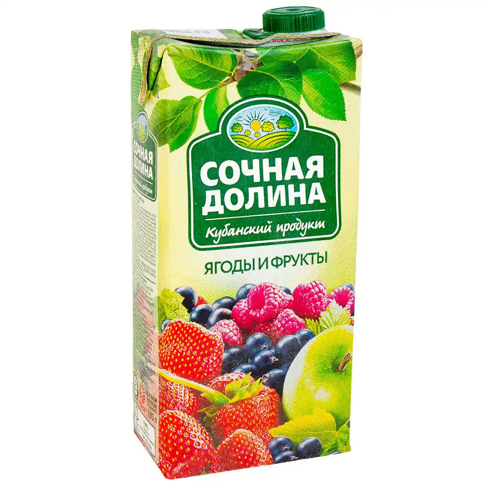 Напиток 1,93 л Сочная долина яблок черн рябина клубника земляника сокосодержащий т/пак