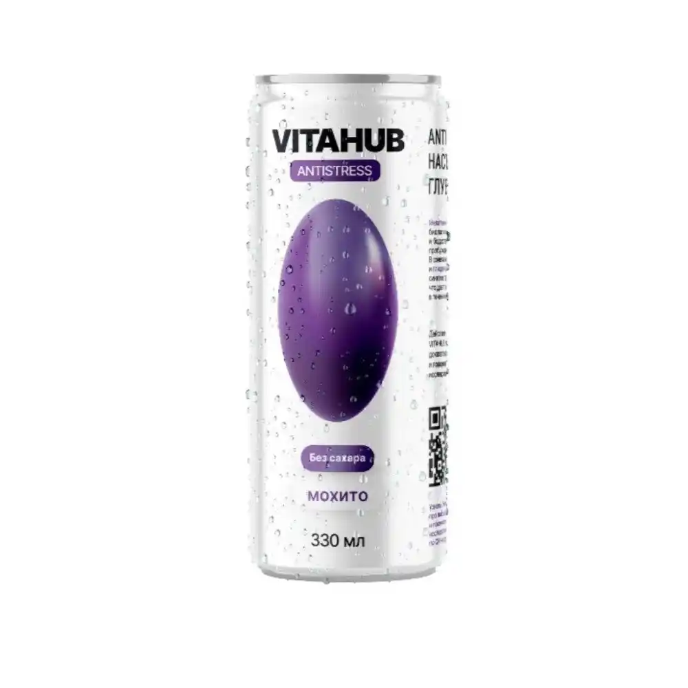 Напиток 330 мл Vitahub Antistress тонизирующий со вкусом мохито газ. б/а ж/б