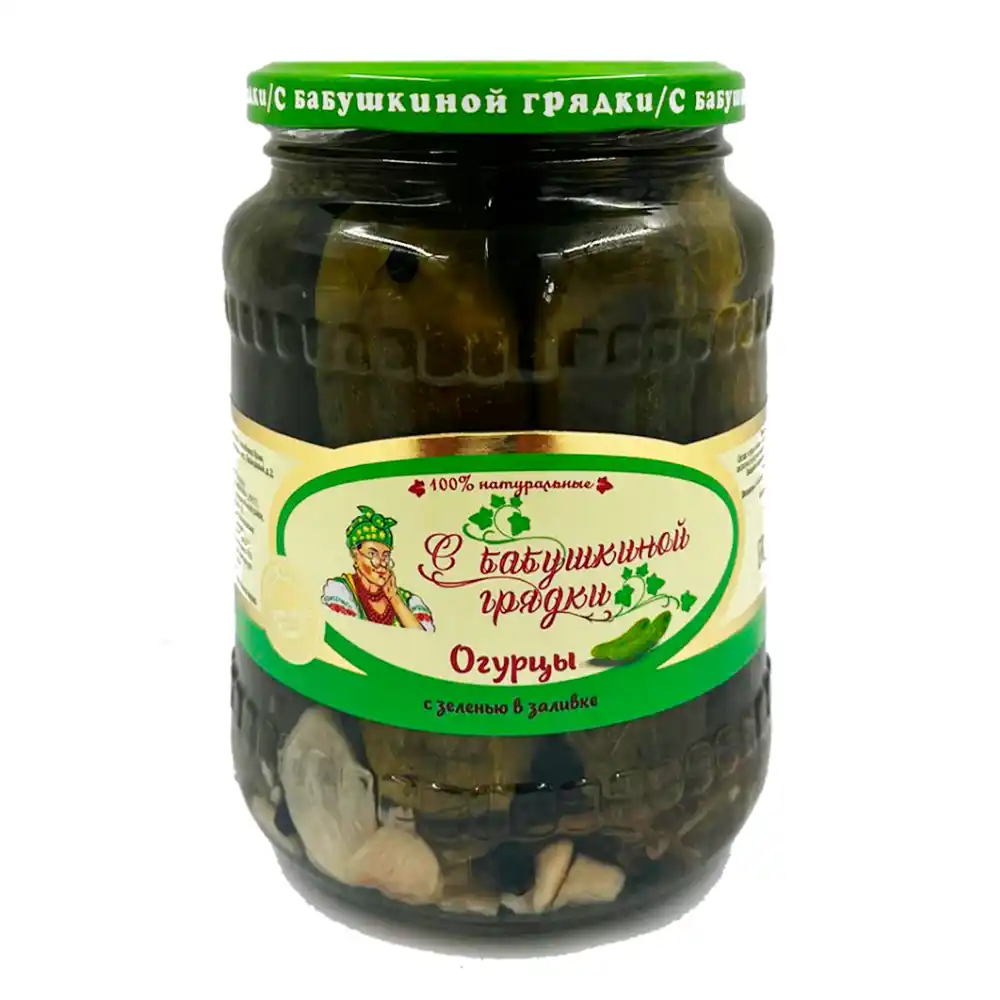 Огурцы 670 мл С Бабушкиной грядки с зеленью в заливке ст/б