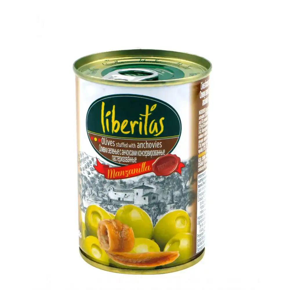 Оливки 280гр Liberitas с анчоусом ж/б