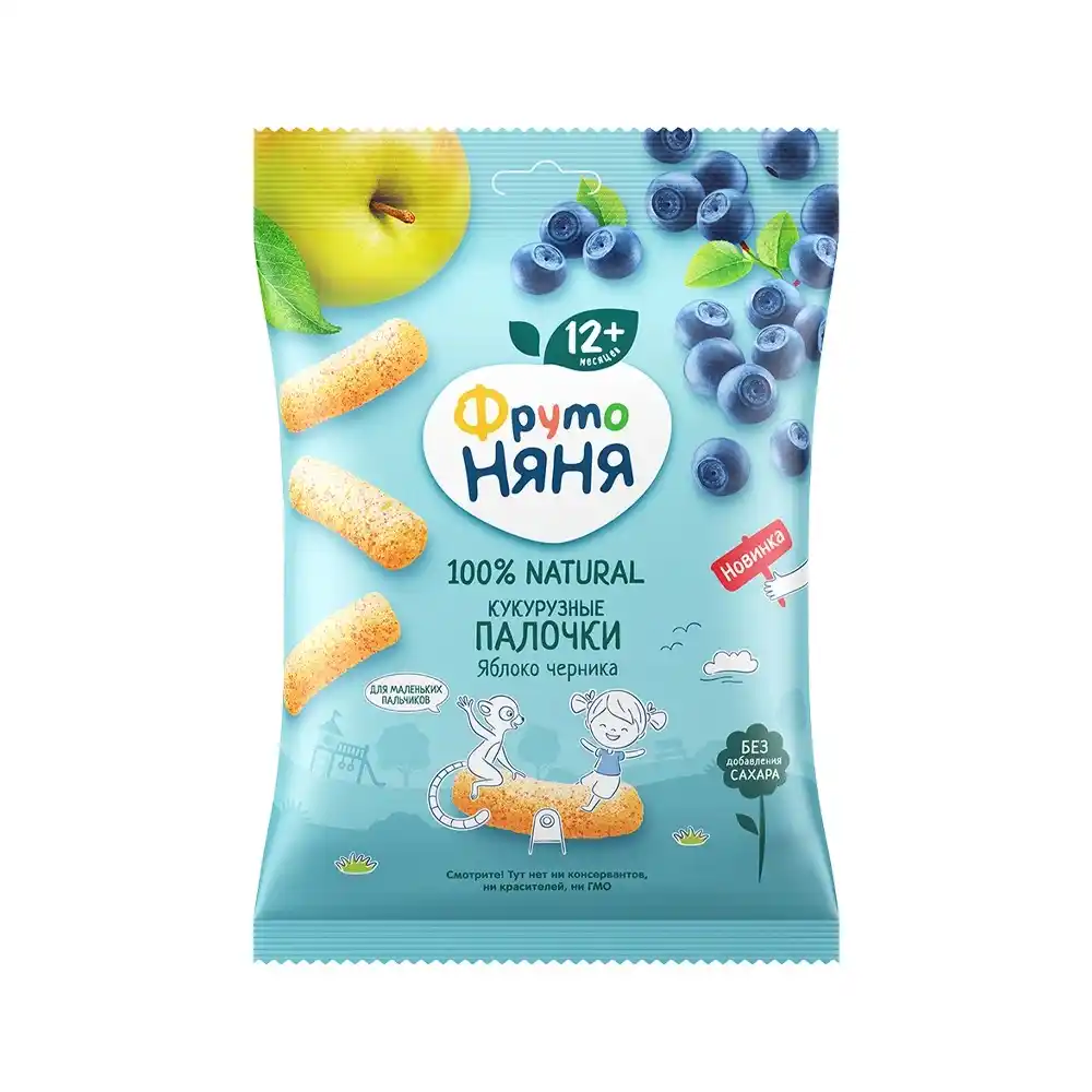 Палочки кукурузные 20гр ФрутоНяня Яблоко черника м/уп