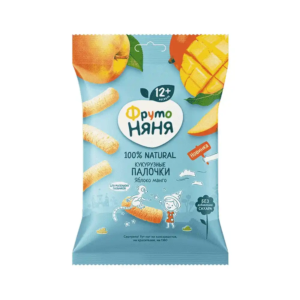 Палочки кукурузные 20гр ФрутоНяня Яблоко манго м/уп