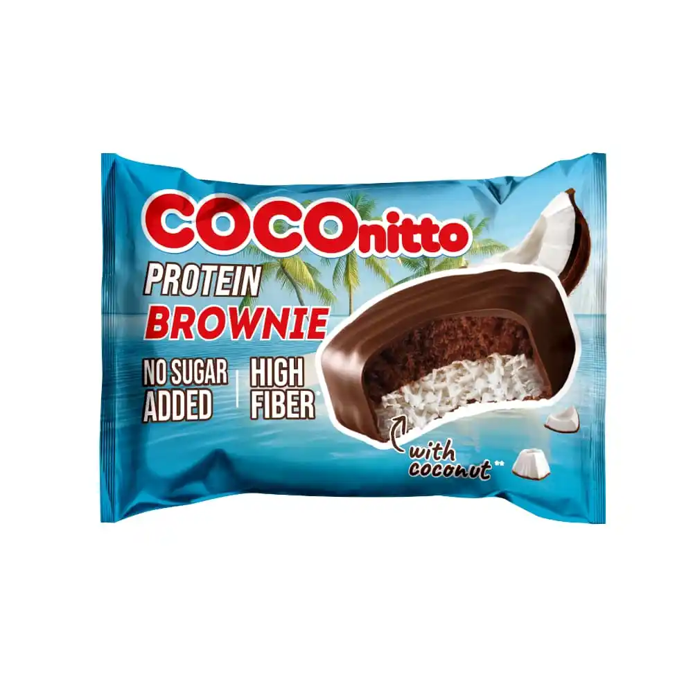 Печенье протеиновое 50г COCOnitto BROWNIE глазированное с кокосом без сахара ф/пак