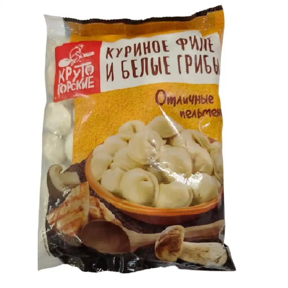 Пельмени 0,8 кг Крутогорские кур филе и белые грибы м/уп