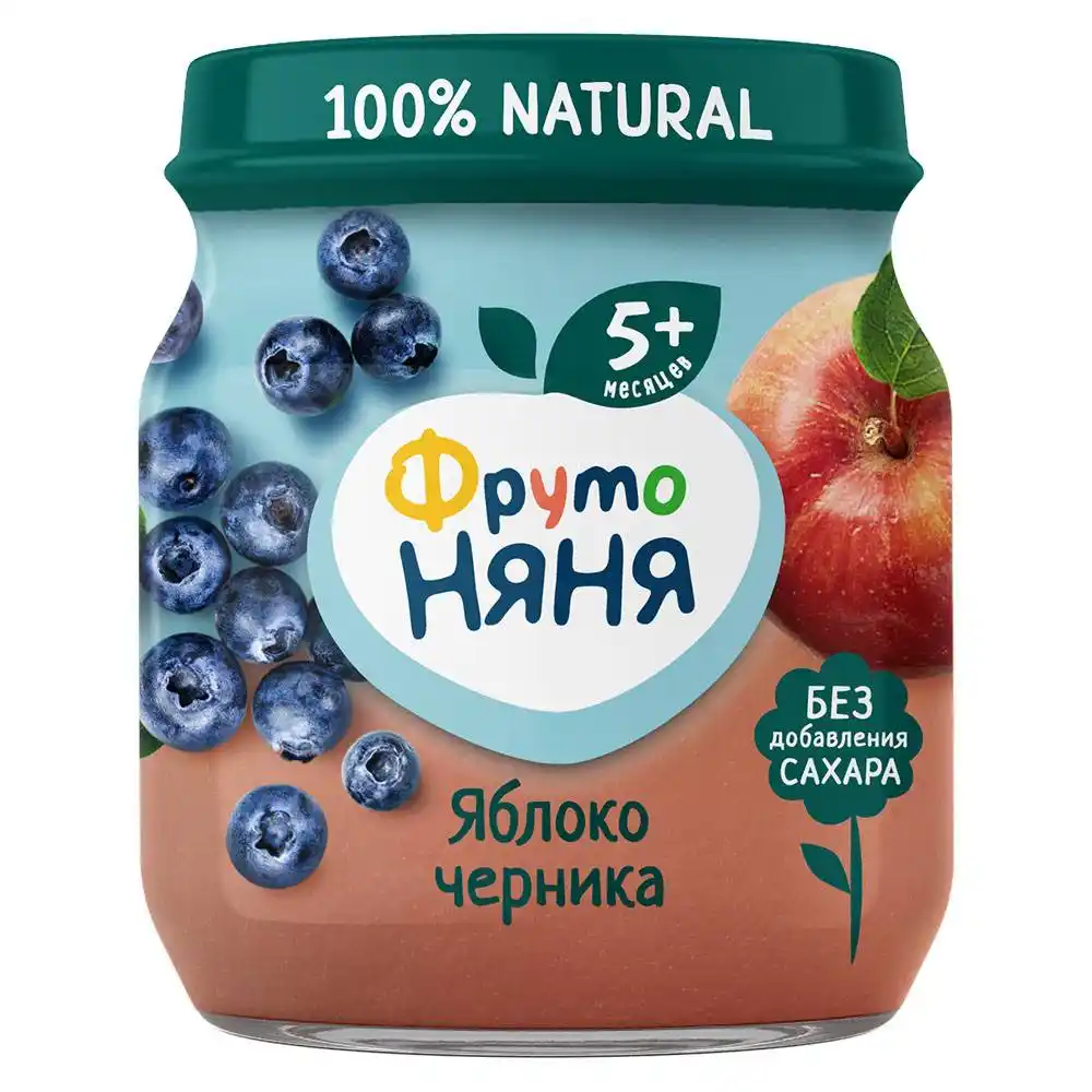 Пюре 100 г ФрутоНяня яблоко-черника ст/б
