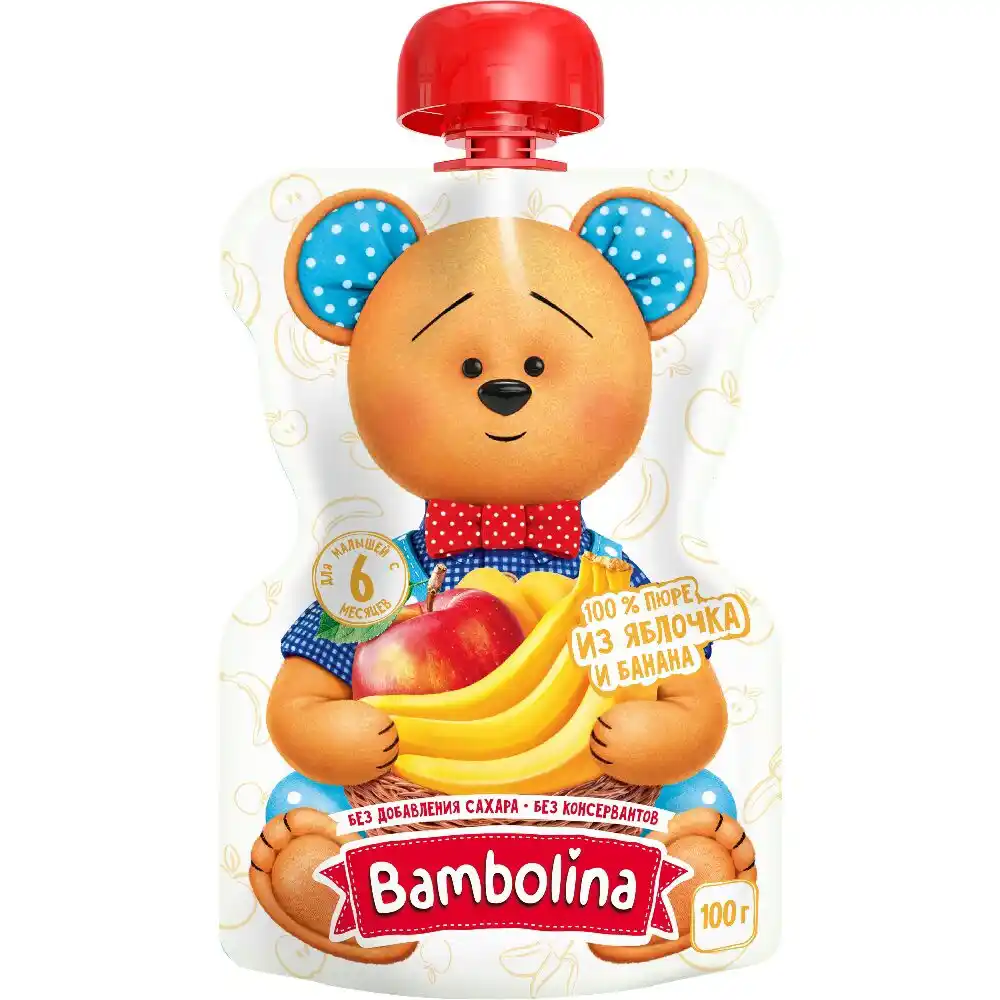 Пюре 100гр Bambolina Яблоко-Банан Дой-пак